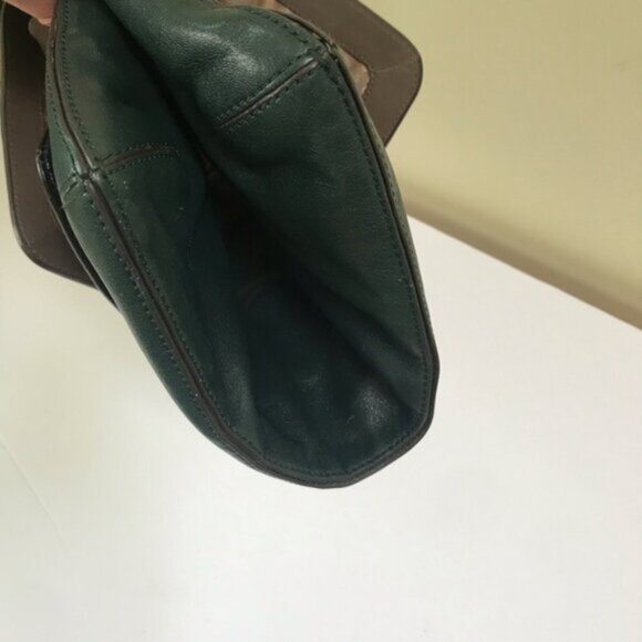 Anya Hindmarch Y2K Color Block Hobo Leather Pockets Shoulder Bag Green Black Tan - Picture 12 of 16